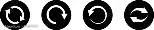 Refresh icon set. Reload icon, Update icon, convert icon set. Black background. Vector illustration.