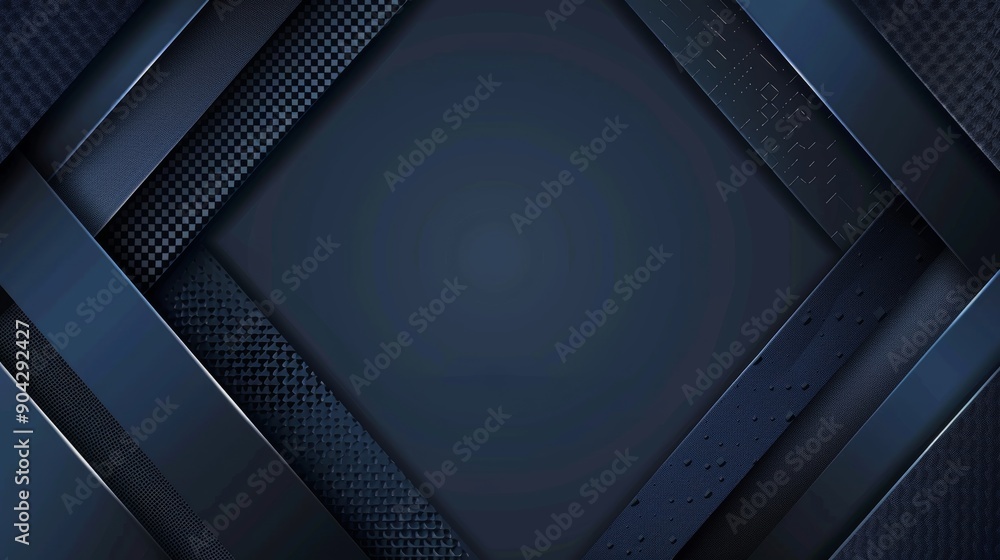 Minimalist abstract with black lines, shapes, blue gradient, light reflections on metal Minimalist abstract with black lines, shapes, blue gradient, light reflections on metal
