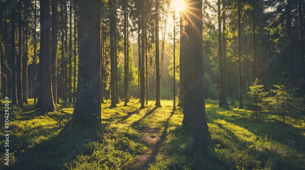 Obraz premium Sunbeams in the Forest