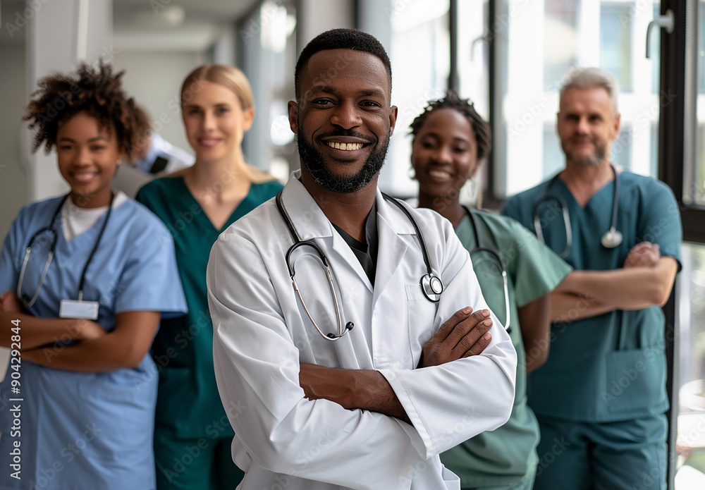 Team of Smiling Medical Professionals with Clipboards Team of Smiling Medical Professionals with Clipboards