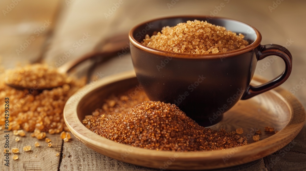 Brown sugar with a coffee cup Brown sugar with a coffee cup