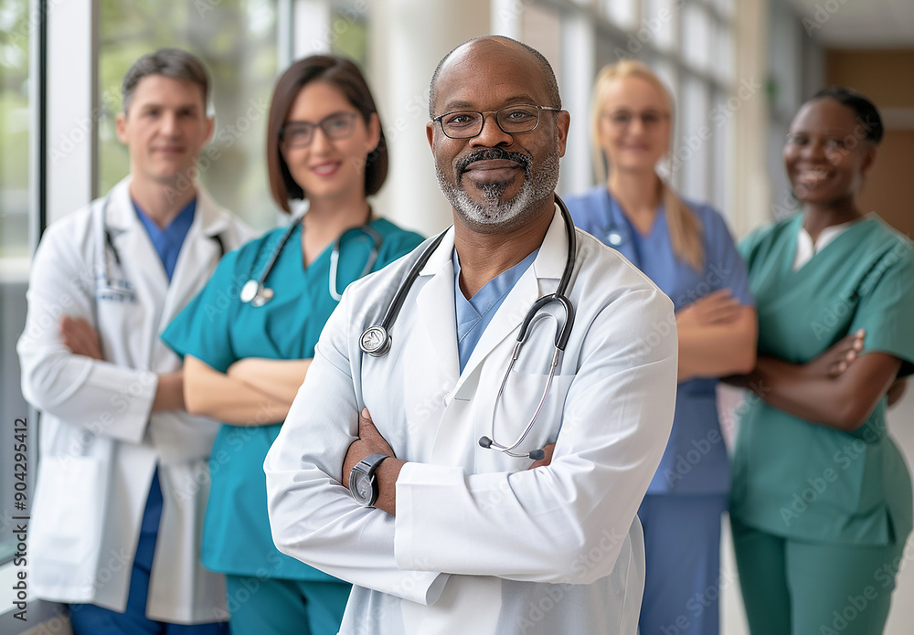 Team of Smiling Medical Professionals with Clipboards Team of Smiling Medical Professionals with Clipboards
