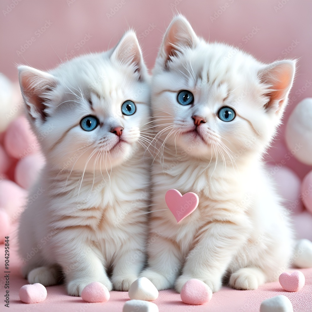 Fototapeta premium two kittens on a white background