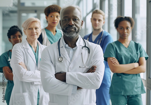 Team of Smiling Medical Professionals with Clipboards