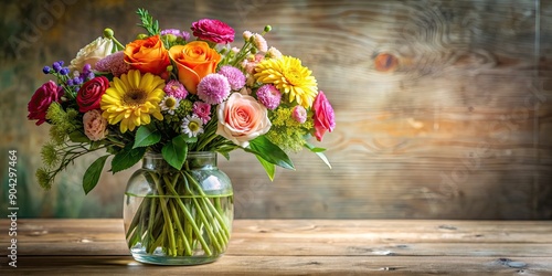 Wallpaper Mural Beautiful bouquet of various flowers in a glass vase, floral arrangement, colorful, vibrant, fresh, blooming, garden, nature Torontodigital.ca