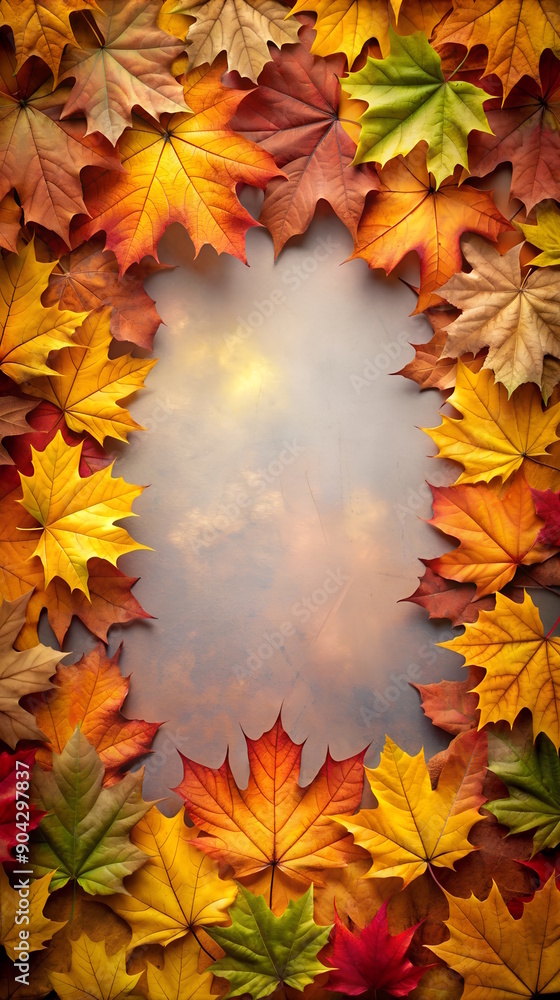 autumn maple leaves frame background, Copy spase. autumn maple leaves frame background, Copy spase.