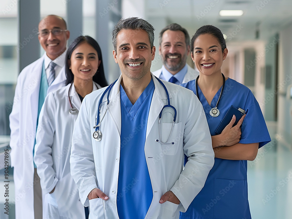 Team of Smiling Medical Professionals with Clipboards Team of Smiling Medical Professionals with Clipboards