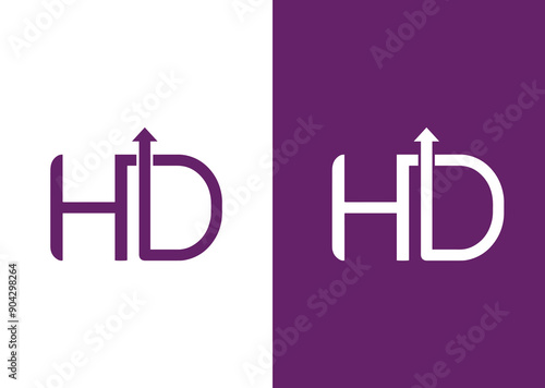 initial letter H, D, HD or DH alphabet letters icon logo