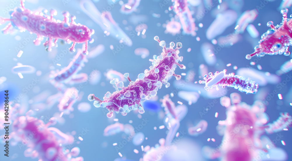 Realistic 3D Rendering of Bacteria and Viruses in a Medical Background Realistic 3D Rendering of Bacteria and Viruses in a Medical Background