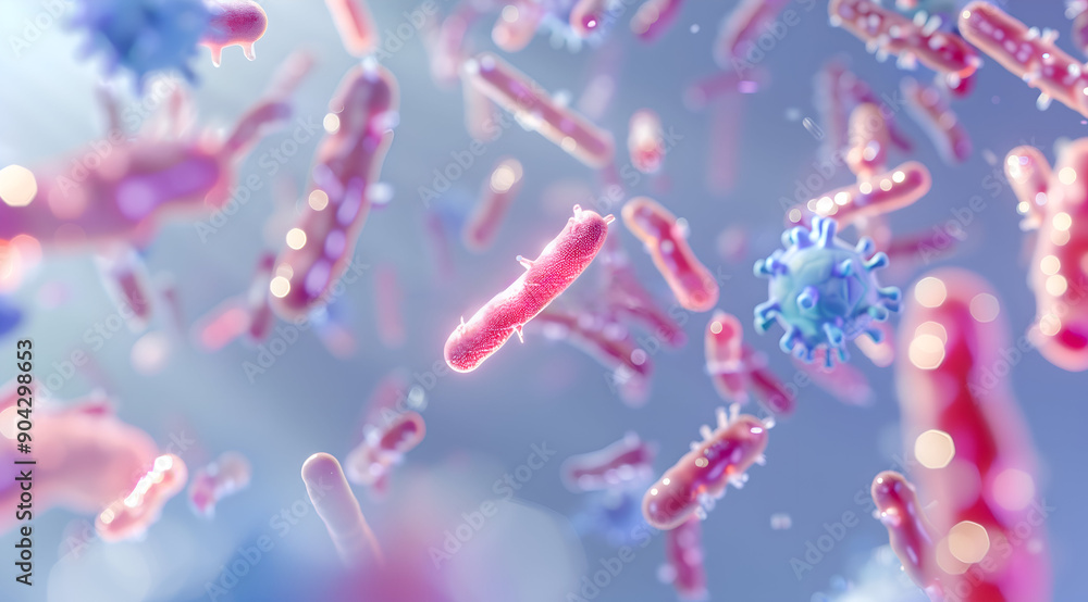 Realistic 3D Rendering of Bacteria and Viruses in a Medical Background Realistic 3D Rendering of Bacteria and Viruses in a Medical Background