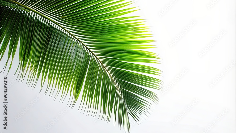 Fototapeta premium Coconut leaf silhouette frame on white background, coconut, leaf, silhouette, frame, nature, tropical, design, background