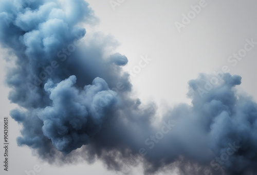 A blue smoke explosion border isolated on transparent background