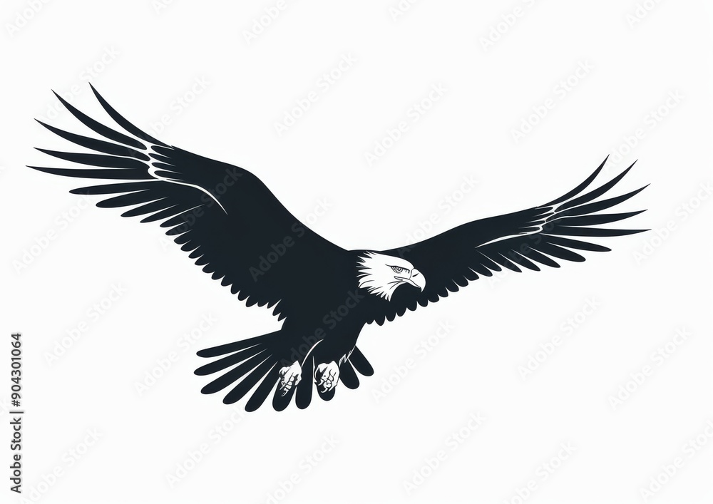 Obraz premium Drawing of an eagle in black and white on a modern background