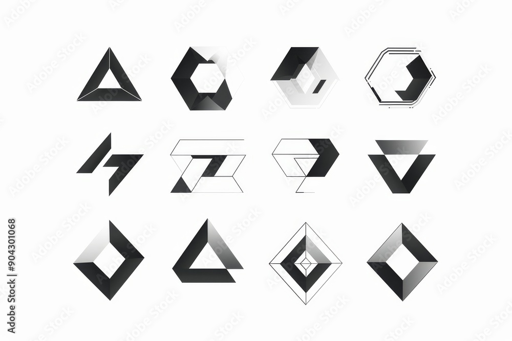 The impossible shapes set. Web design elements. Line design, un-expanded strokes. Modern illustration EPS 10