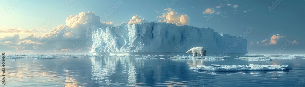 Fototapeta premium Polar Bear on Iceberg in Arctic Ocean.
