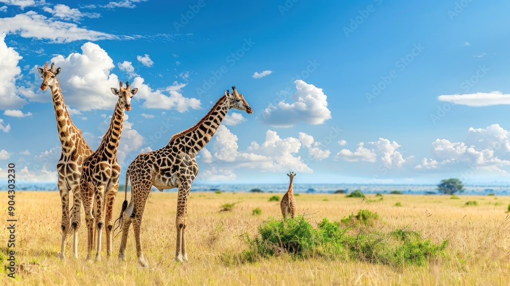 Naklejka premium Giraffes in the African Savanna.