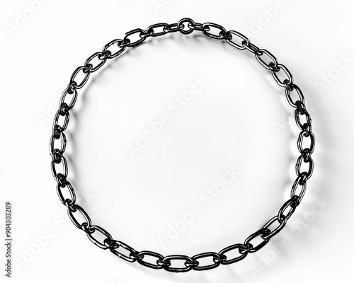 Chain and circle border silhouette isolated on white background. Design element chainlet.
