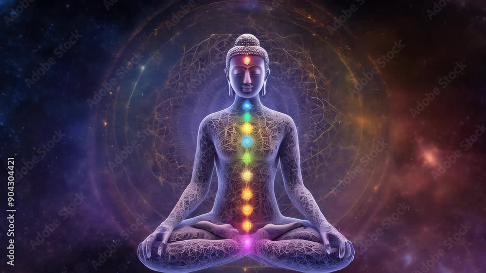 Woman doing yoga, chakras. Generative AI Woman doing yoga, chakras. Generative AI