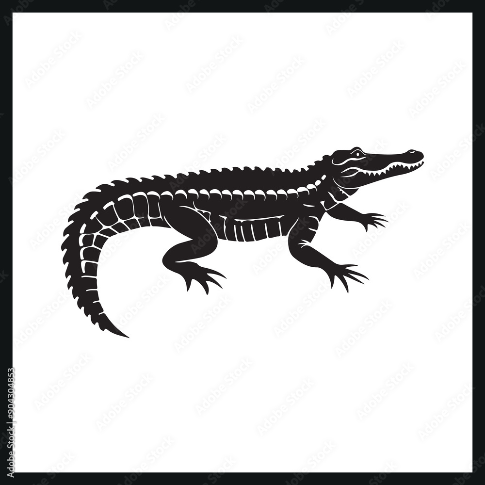 Crocodile alligator silhouette black and white clipart Crocodile alligator silhouette black and white clipart