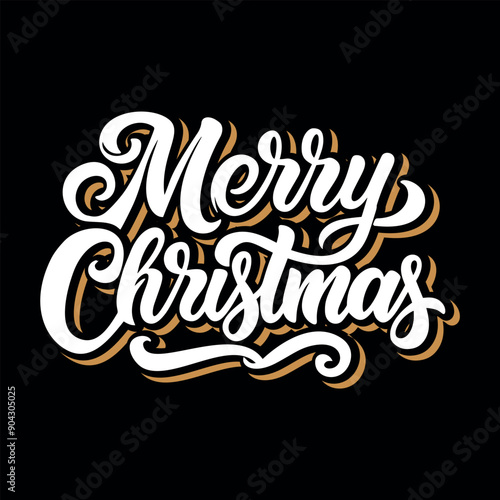 Text with the inscription "Merry Christmas". vector illustration