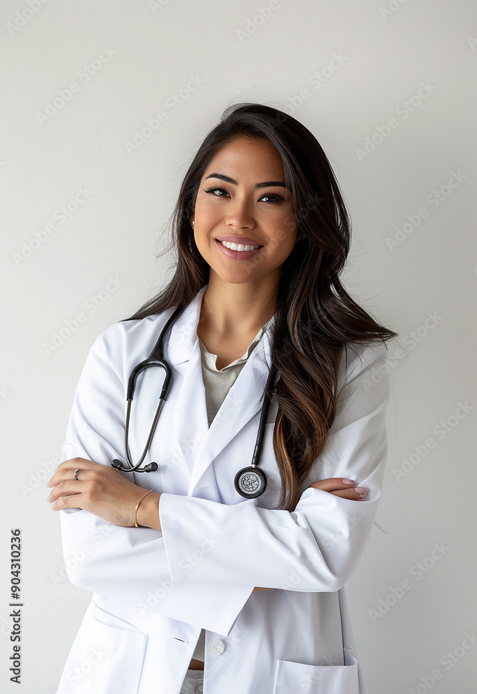 Confident Female Doctor with Stethoscope Smiling Confident Female Doctor with Stethoscope Smiling