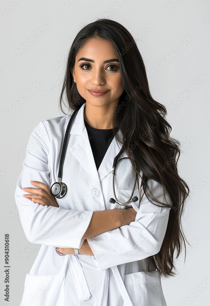 Confident Female Doctor with Stethoscope Smiling Confident Female Doctor with Stethoscope Smiling