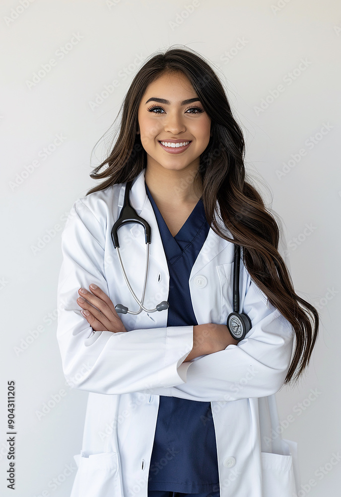 Confident Female Doctor with Stethoscope Smiling Confident Female Doctor with Stethoscope Smiling