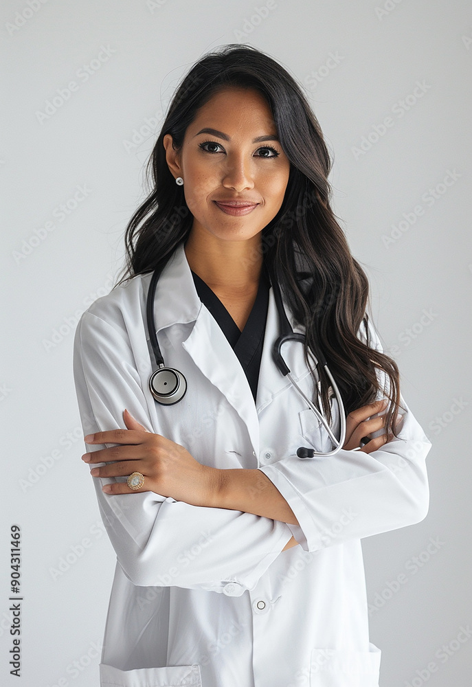Confident Female Doctor with Stethoscope Smiling Confident Female Doctor with Stethoscope Smiling