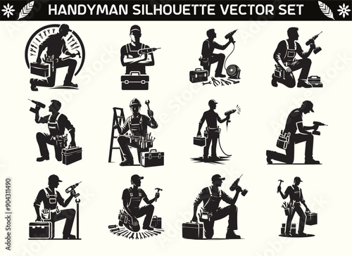Handyman Silhouette Vector Illustration Set