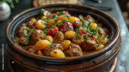 home-cooked Moroccan tagine with apricots