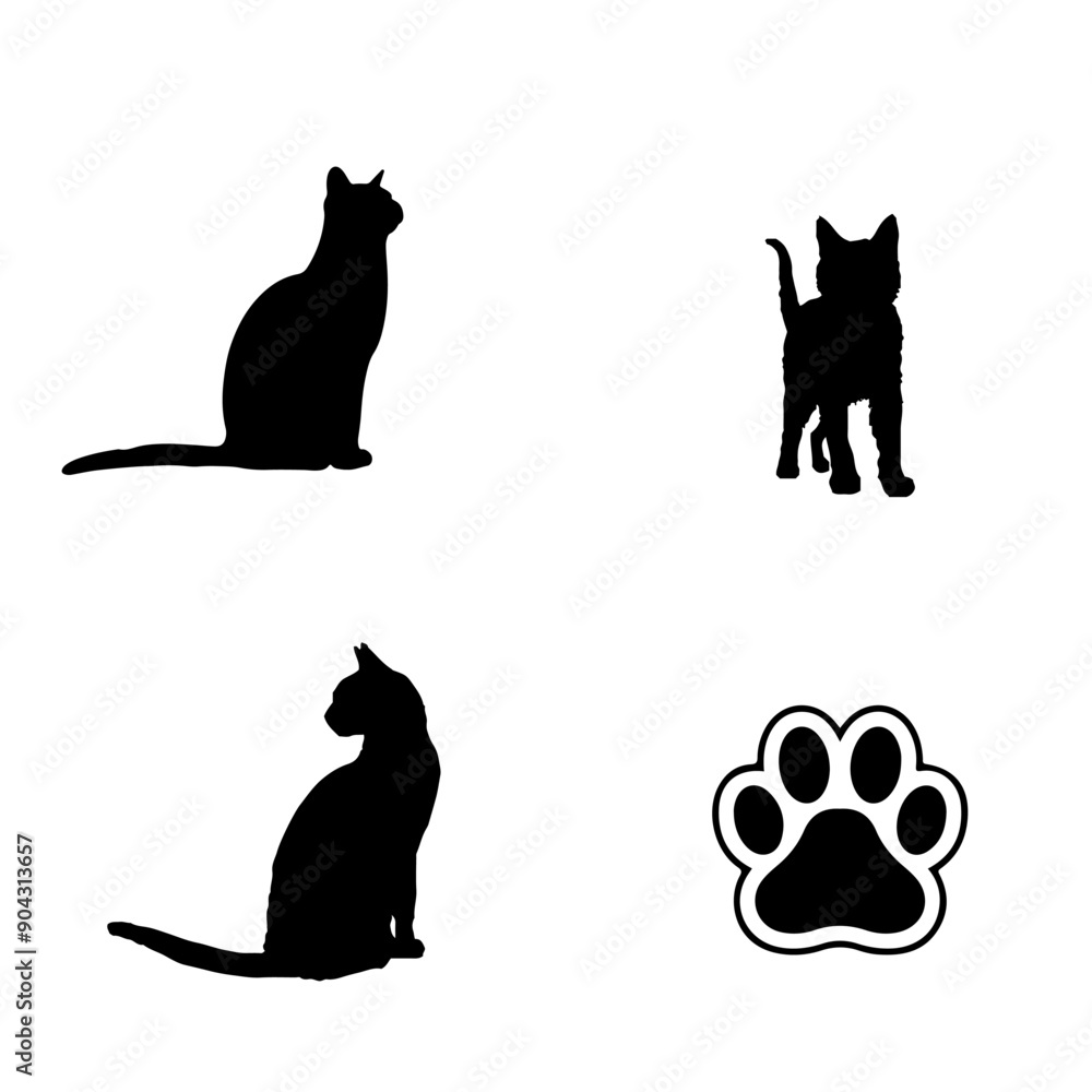 Cute cat vector illustration art, icon style Cute cat vector illustration art, icon style