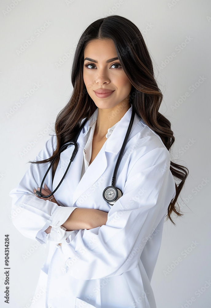 Confident Female Doctor with Stethoscope Smiling Confident Female Doctor with Stethoscope Smiling