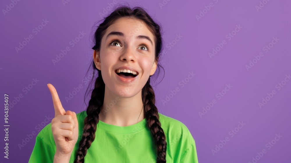 The girl with excited expression The girl with excited expression