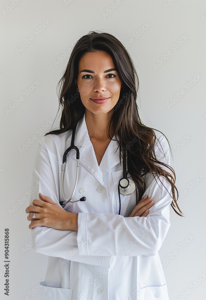 Confident Female Doctor with Stethoscope Smiling Confident Female Doctor with Stethoscope Smiling