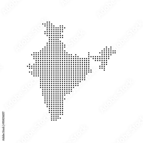 Dot India map vector black and white. india map icon.