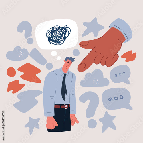 Vector illustration of man stand out hand point index gesture