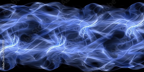 Electric blue flames against a black background creating a striking and intense visual effect.