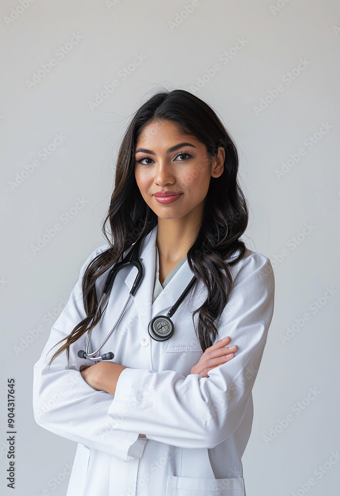 Confident Female Doctor with Stethoscope Smiling Confident Female Doctor with Stethoscope Smiling