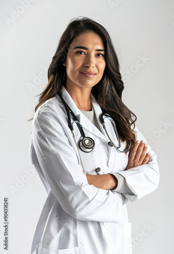 Confident Female Doctor with Stethoscope Smiling