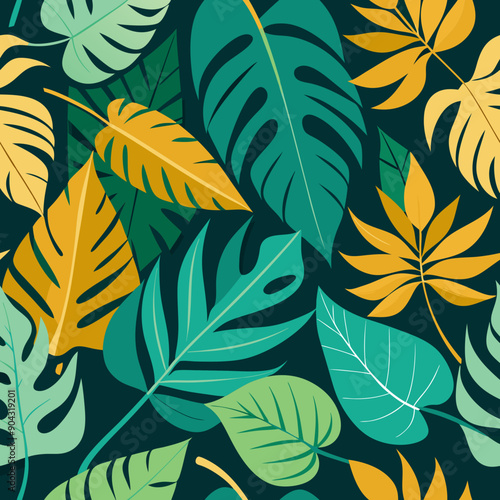 Exotic Tropical Leaf Pattern in Seamless Design