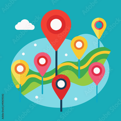 Detailed Vector Map with Location Pins for Professional Use