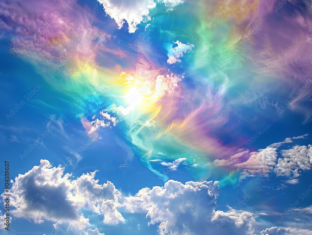 Blue sky cloud iridescence background Blue sky cloud iridescence background