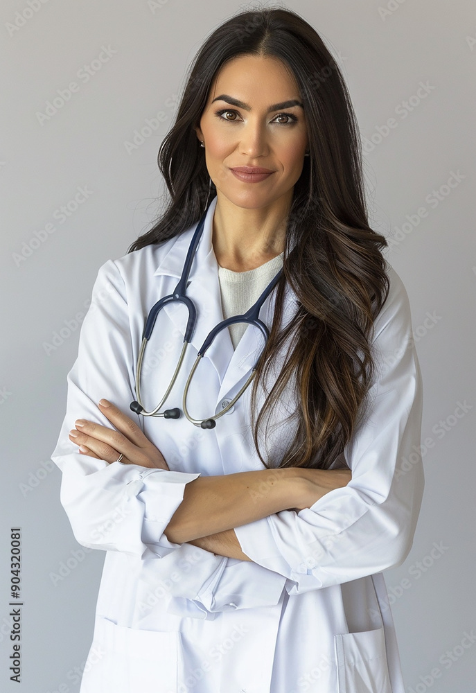 Confident Female Doctor with Stethoscope Smiling Confident Female Doctor with Stethoscope Smiling