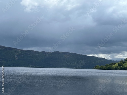 Views around Loch Ness, near Drumnadrochit, Scotland with Urquhart Castle overlooking the loch.  photo