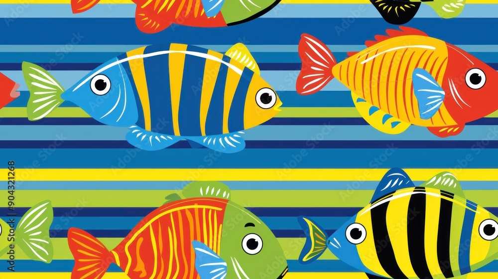 Colorful Fish Seamless Pattern. Colorful Fish Seamless Pattern.