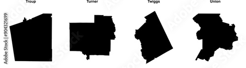 Troup, Turner, Twiggs, Union outline maps