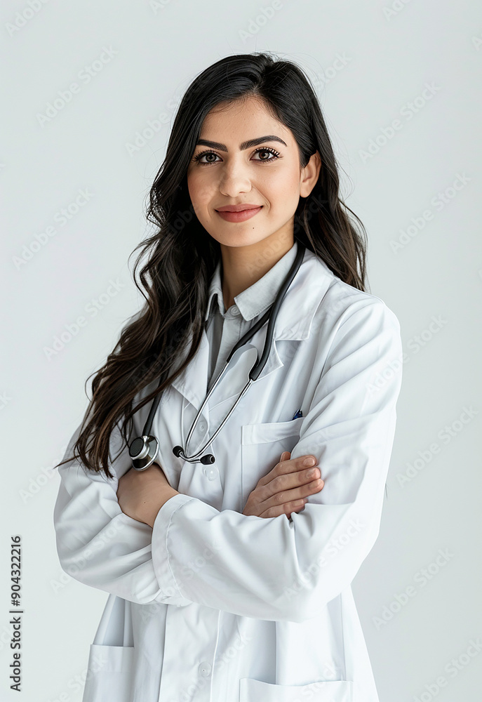 Confident Female Doctor with Stethoscope Smiling Confident Female Doctor with Stethoscope Smiling