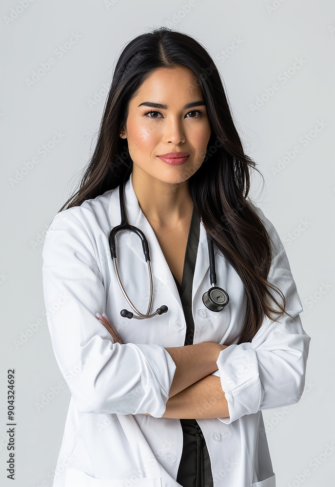 Confident Female Doctor with Stethoscope Smiling Confident Female Doctor with Stethoscope Smiling
