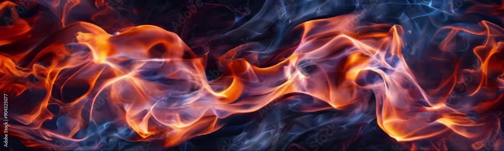 Fire on black background. Spurts of yellow and orange flame and smoke in the electric fireplace Fire on black background. Spurts of yellow and orange flame and smoke in the electric fireplace
