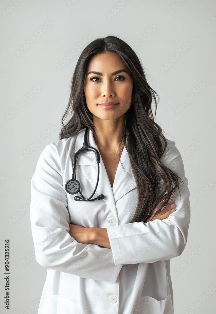 Confident Female Doctor with Stethoscope Smiling Confident Female Doctor with Stethoscope Smiling